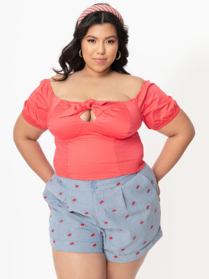 Unique Vintage Plus Size Red Turner Crop Top