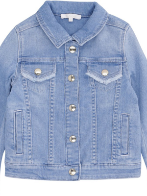 Chloé Kids Logo Print Denim Jacket