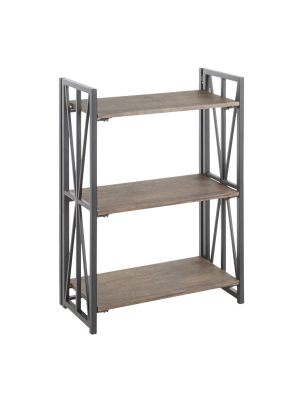 33.25" Indy Industrial Bookcase Metal And Wood Black/brown - Lumisource