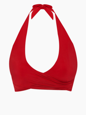 Halter Wrap Bikini Top - Red