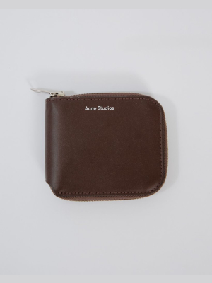 Square Zip Wallet In Dark Beige