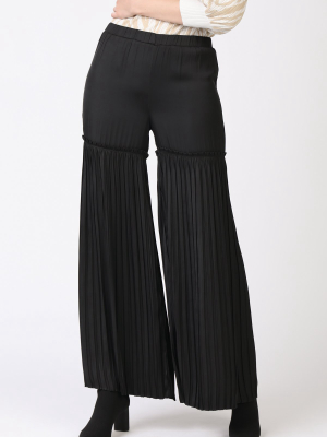 Contrast Pleat Wide Leg Pants