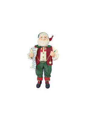 Kurt Adler 36" Kringle Klaus Red And Green Elf With List