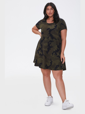 Plus Size Camo T-shirt Dress