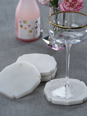 Set Of 4 White Marble Coasters