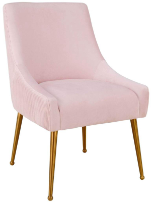 Beatrix Pleated Chair, Blush/brushed Gold Legs