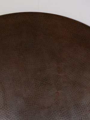 Hammered Copper Round Tabletop - Dark Brown Copper