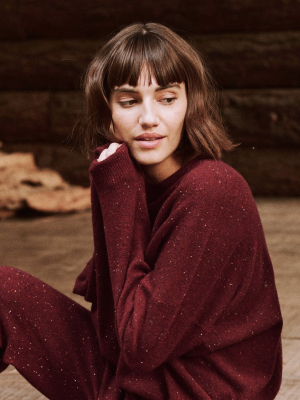 The Cashmere Academy Sweater. -- Maroon Speckle