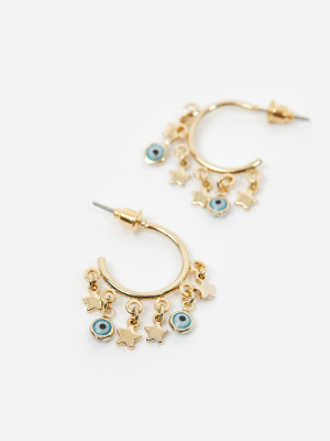 **syd & Ell Mini Evil Eye Hoops By Skinnydip