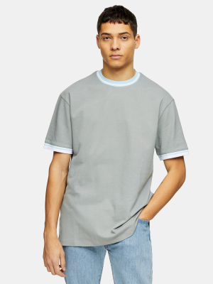 Gray Tipped Pique T-shirt