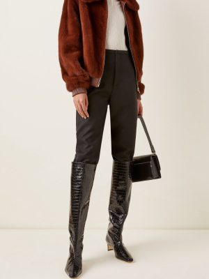 Leather-trimmed Mink Jacket