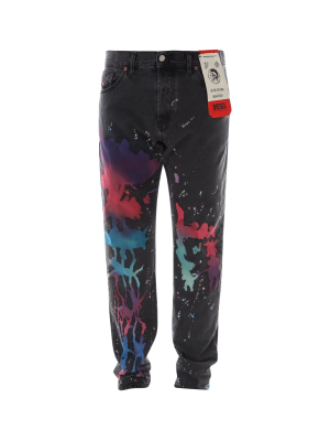 Diesel D-kras Watercolour-effect Slim-fit Jeans