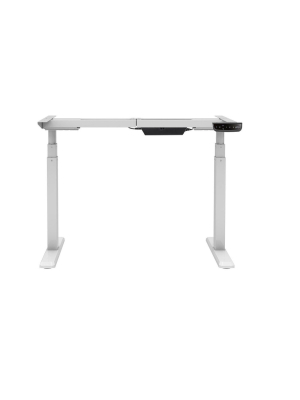 Monoprice Height Adjustable Sit-stand Riser Table Desk Frame - White With Electric Dual Motor, Compatible With Desktops From 43 Inches Up To 87 Inches