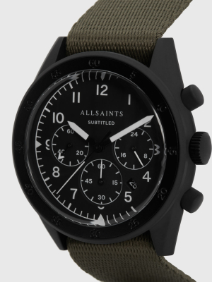 Subtitled I Matte Black Stainless Steel And Military Green Nylon Watch Subtitled I Matte Black Stainless Steel And Military Green Nylon Watch