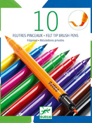 Art Supplies 10 Felt Tip Brush Pens Classic