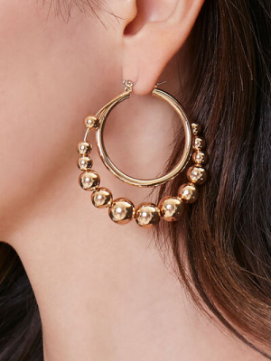 Tiered Bead Hoop Earrings