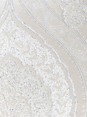 Lana Classic Damask Wallpaper In Metallic And Pearl By Bd Wall