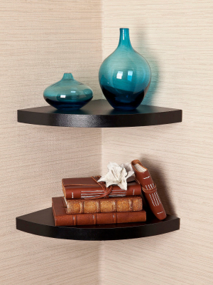 (set Of 2) 11.5" X 1.5" Radial Floating Corner Shelves - Danya B.