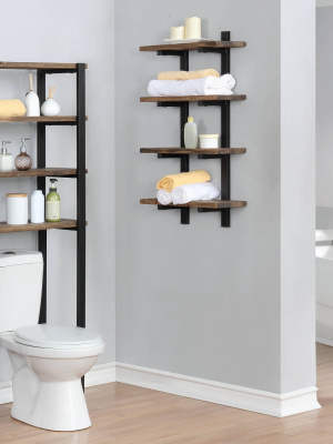 Pomona Metal And Solid Wood Bath Wall Shelf Natural - Alaterre Furniture