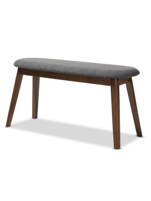 Baxton Studio Easton Mid Century Modern Walnut Finished Wood Fabric Upholstered Bench