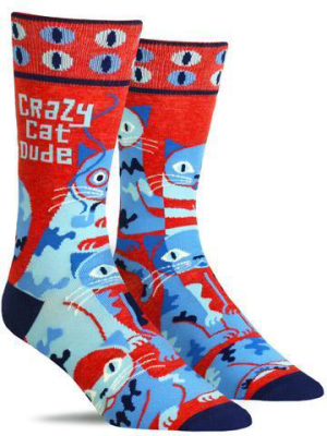 Crazy Cat Dude Socks | Mens