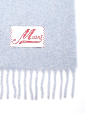 Marni Logo Patch Fringed Scarf