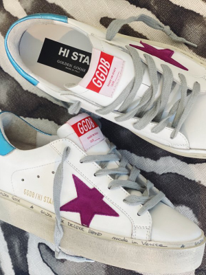 Hi Star Sneakers - White, Light Purple & Light Blue