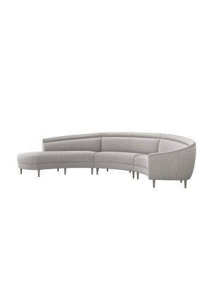 Interlude Home Capri Left Chaise 3 Piece Sectional - Light Gray