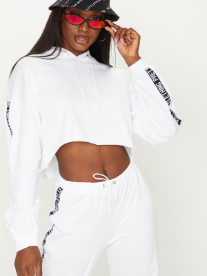 Prettylittlething Tall White Cropped Hoodie