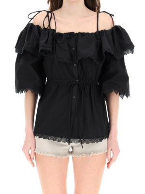 Msgm Lace Trimed Poplin Blouse