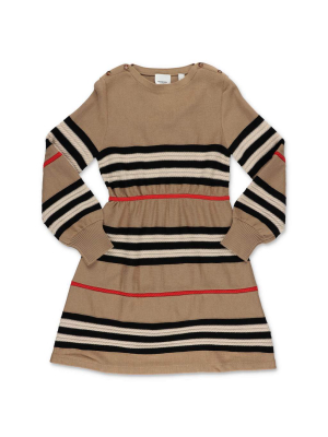 Burberry Kids Icon Stripe Long Sleeve Knit Dress