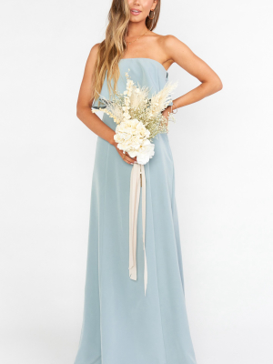 Monaco Ruffle Gown ~ Silver Sage Stretch Crepe