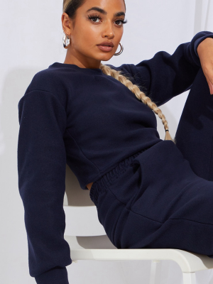 Petite Navy Brushed Sweat Oversized Jumper