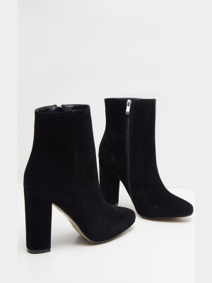 Behati Black Faux Suede Ankle Boots