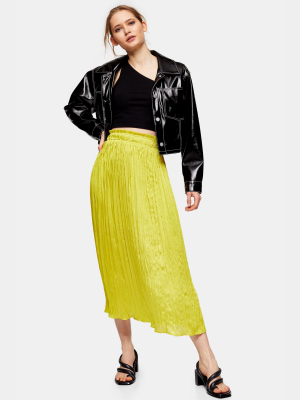 Crushed Satin Pleated Skirt