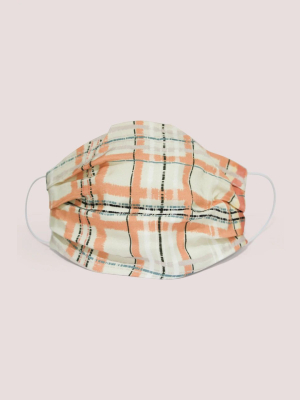 Orange Check Fabric Face Mask