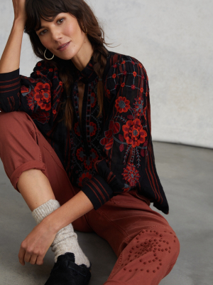 Cammi Embroidered Peasant Blouse