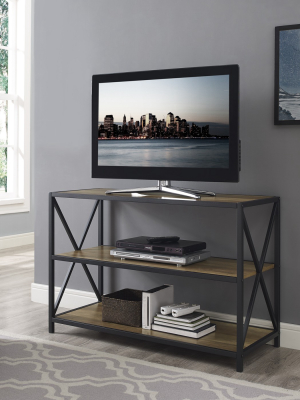 40" X Frame Metal And Wood Media Bookshelf - Saracina Home