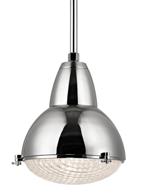 Hudson Valley Lighting Belmont Pendant - Polished Nickel & Clear Ribbed Outside