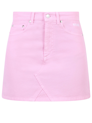 Msgm Logo Denim Mini Skirt