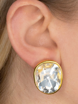 Faceted Crystal Headlight Clip Earrings