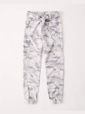 High Rise Tie-waist Utility Joggers