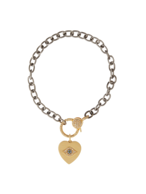 Eye Heart Diamond Lock Chain Bracelet