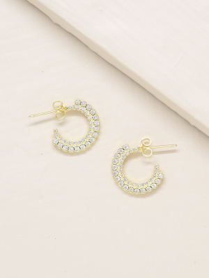 Forever Shine Crystal 18k Gold Plated Mini Hoop Earrings