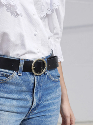 Loeffler Randall Leo Twisted Circle Buckle Belt