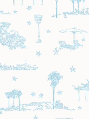 Best Coast Wallpaper In Ocean Blue And White By Sandy White For Cavern Home