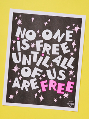 No One Is Free Risograph Print