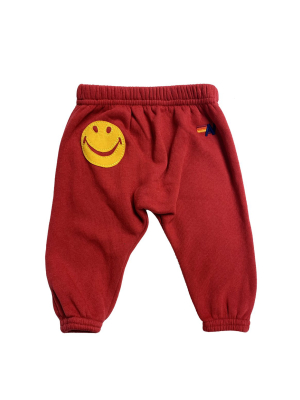Baby Smiley Sweatpants - Red