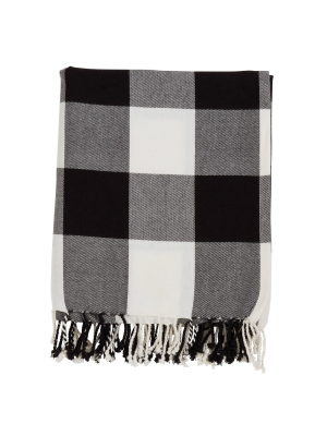 Buffalo Plaid Throw Blanket Black - Saro Lifestyle