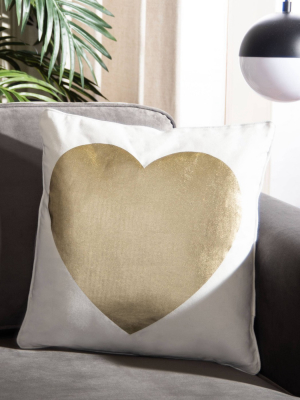 16"x16" "heart Of Gold" Square Throw Pillow White/beige - Safavieh